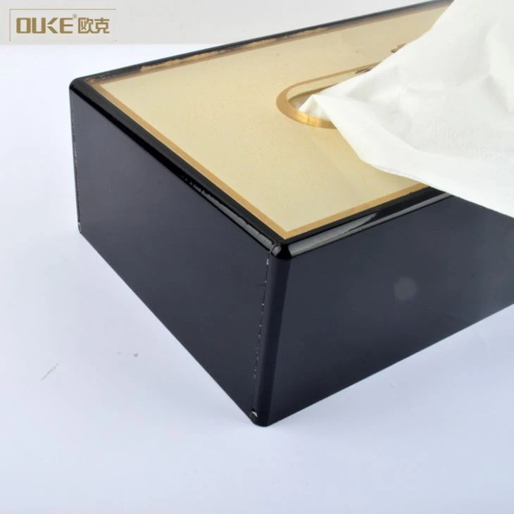 Black Printed Hotel Acrylic Tissue Box