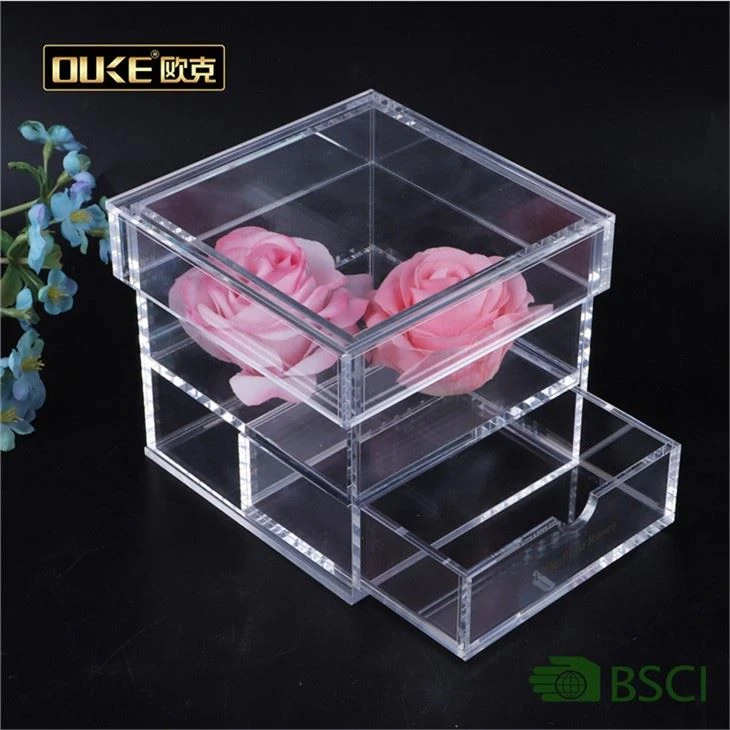 Factory Customized Acrylic Flower Box With Drawer